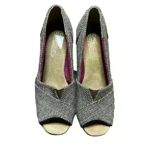 TOMS Women's Espadrille Wedge Sandal Cork Platform Houndstooth Pattern Size US 7 - Picture 1 of 6